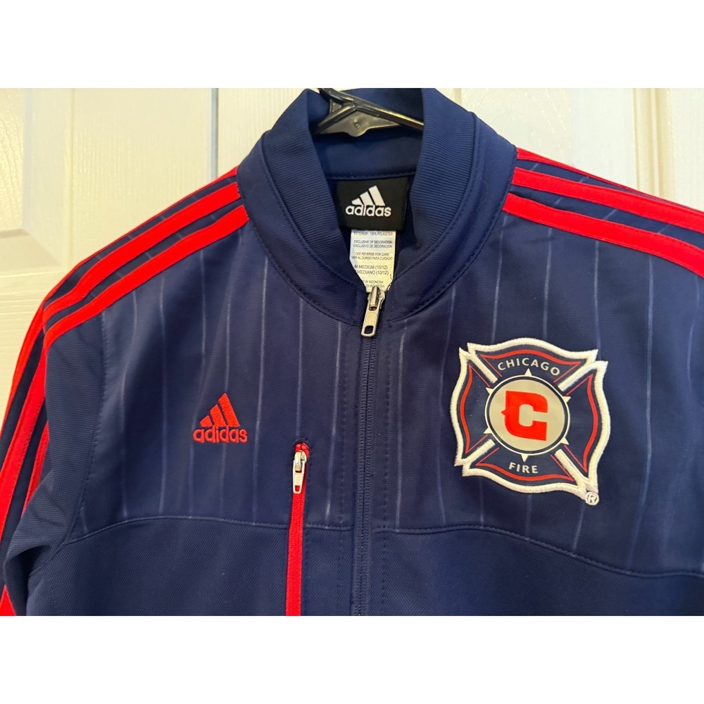NEW‎ Adidas MLS Chicago Fire Soccer FC Jacket Blue Red White Women's Size Medium - Picture 2 of 9